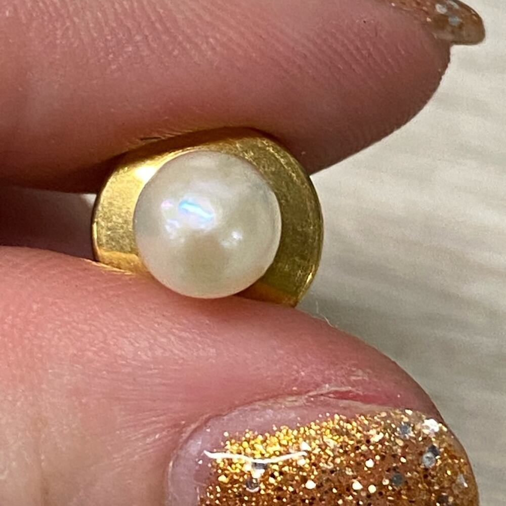 14K Gold Pearl Tie Tack Pin Vintage 6mm